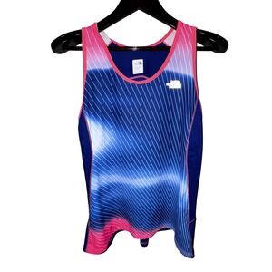 The North Face Womens Running Tank Top FlashDry Blue Pink Print L